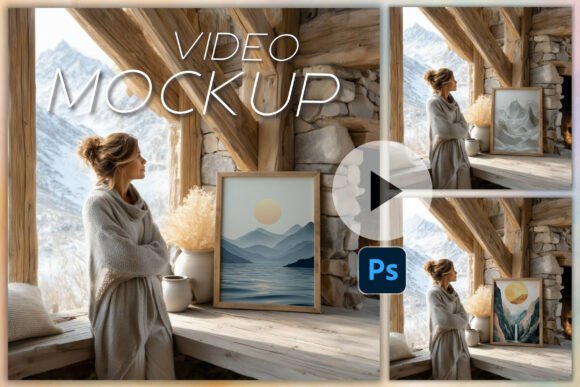 Download Wallart Video Mockup PSD Frame Mockup - Frame mockup Collection