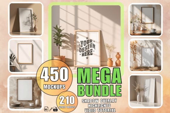 Download Frame Mockup Bundle PSD Wall Art Mockups - Frame mockup Collection