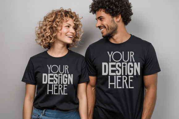 Download Couple Black Bella Canvas 3001 Tshirt Mo - Bella canvas Collection